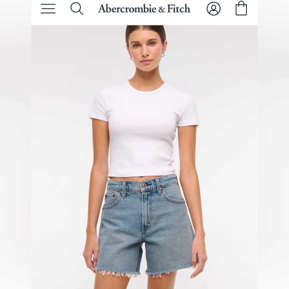 Abercrombie & Fitch White Jean Shorts Fitted Style
